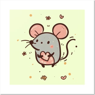 Cute Mouse Falling in Love Posters and Art